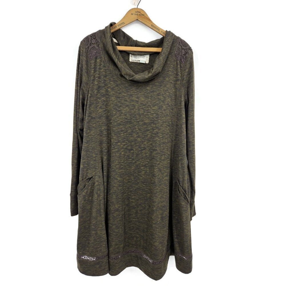 Anthropologie Saturday Sunday Cowl Neck Dress Womens XL Moss Pockets